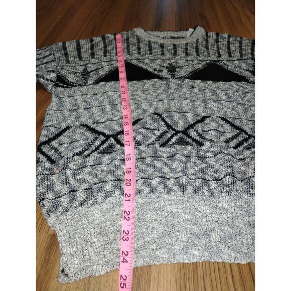 vintage pullover Cosby style or grandpa style Long Sleeve Geometric Patern M 80' - Picture 7 of 9